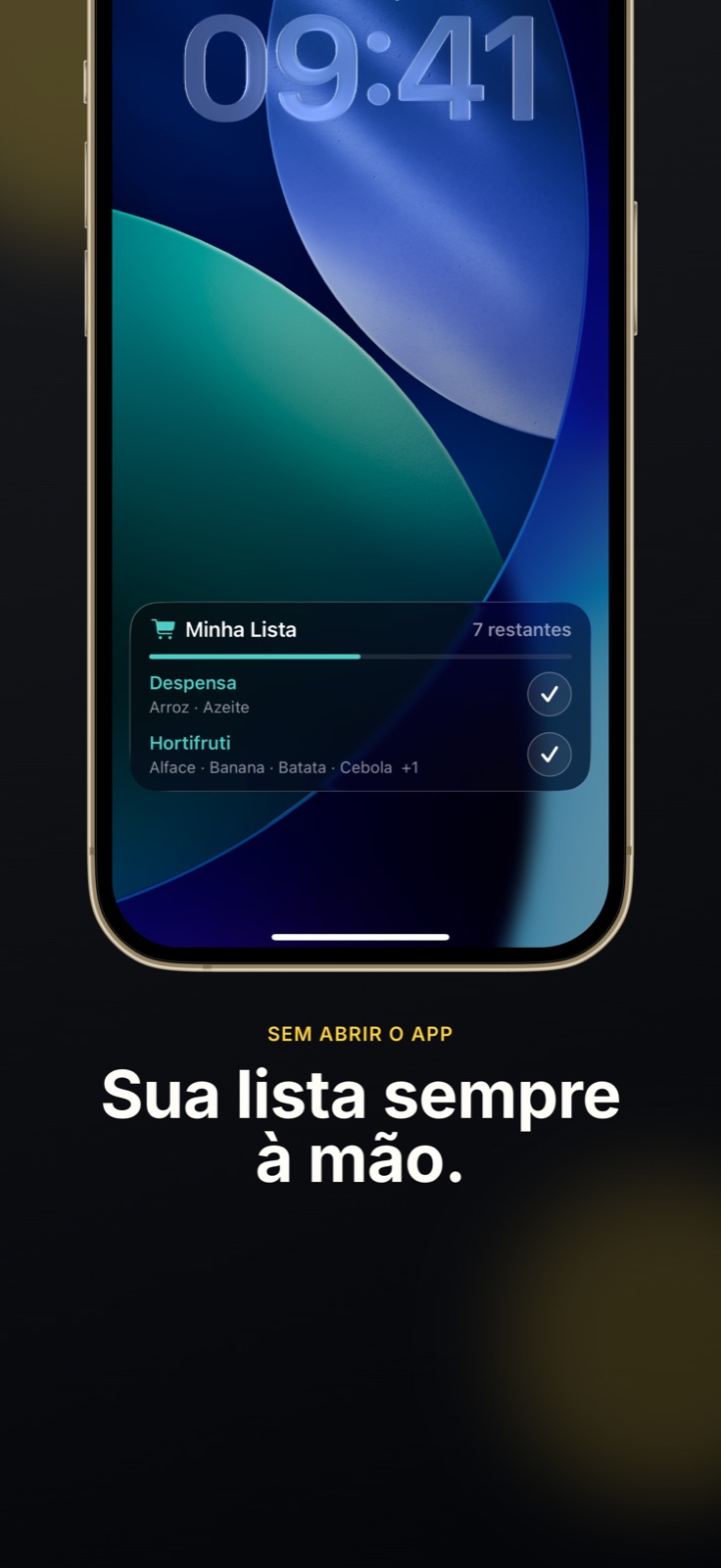 Lista de compras na tela bloqueada do iPhone, sem abrir o app